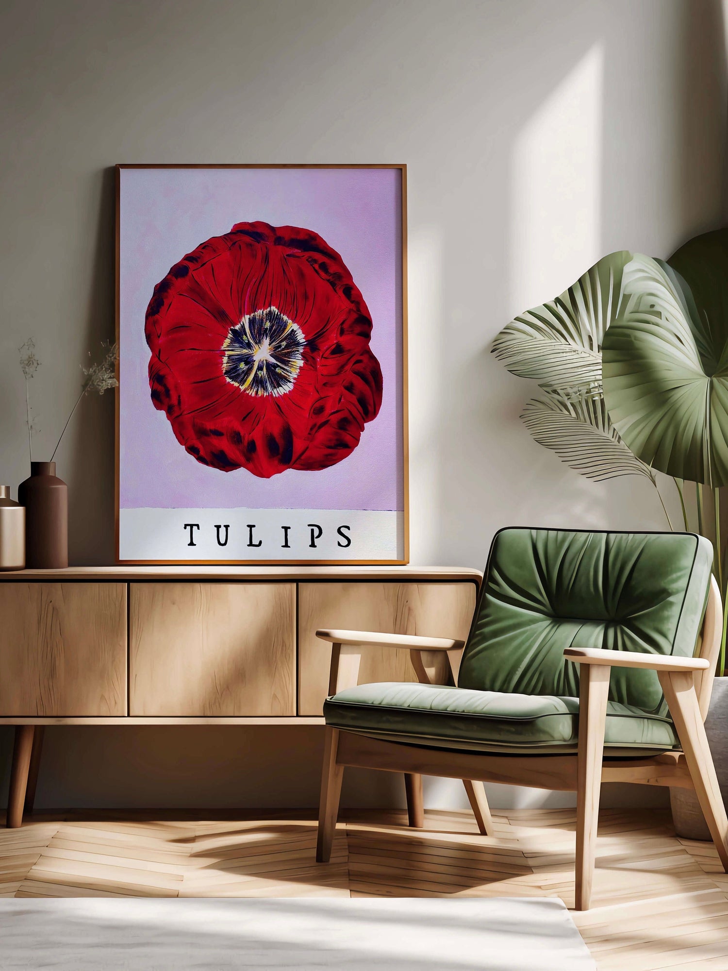 Vintage Charm Red Tulip Art Print HELLO MISS E. 16″×20″ 